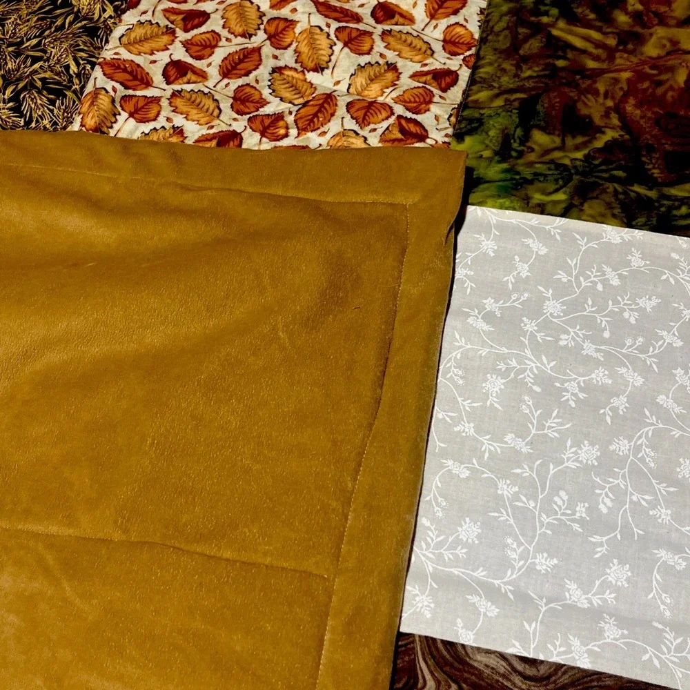 Handmade Patchwork Quilt Fall Themed Machine Sewn Faux Suede Back 40